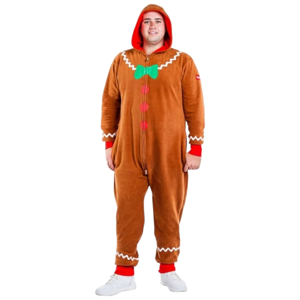 Tipsy Elves Gingerbread Man Hooded Jumpsuit Onesie Union Suit XXL